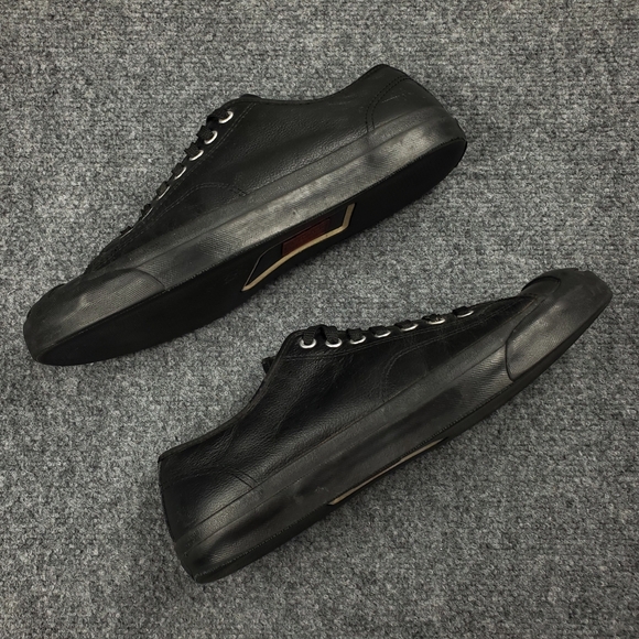 Converse Jack Purcell Low Triple Black Leather Sneakers Mens 9 Casual Shoes - Picture 6 of 13